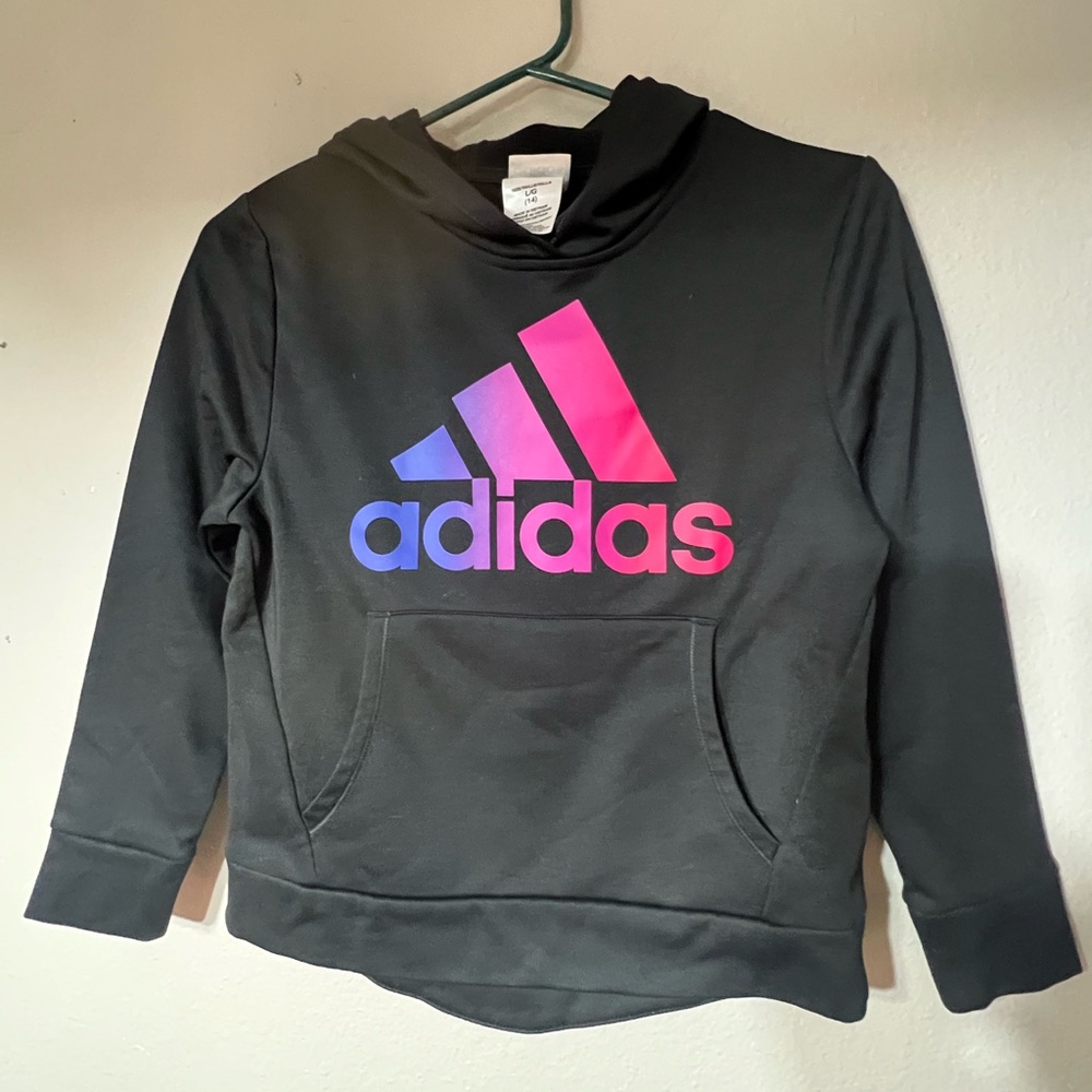 Adidas Black Sweatshirt with Pink and Purple Accents